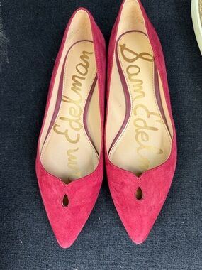 Sam Edelman Women's Burgundy Suede Pointed-Toe Flats Size 6.5